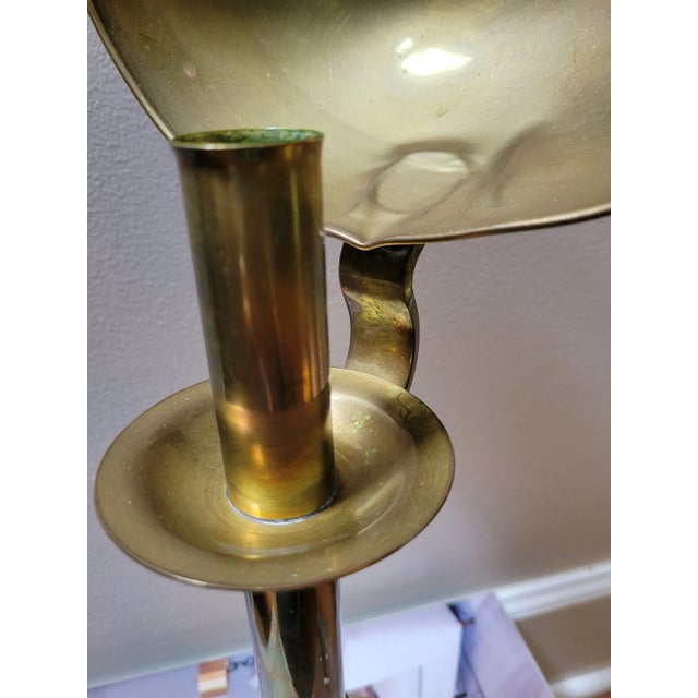 Brass Vintage 1960s Sarreid Brass Candlestick With Reflector For Sale - Image 8 of 13