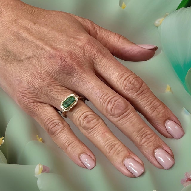 Traditional Natural Emerald and Diamond Ring 6.5 14k Y Gold 2.32 TCW Certified For Sale - Image 3 of 13