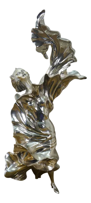 Mid 20th Century Italian Art Nouveau Sterling Silver 925 Dancing Woman Statue Sculpture 17"