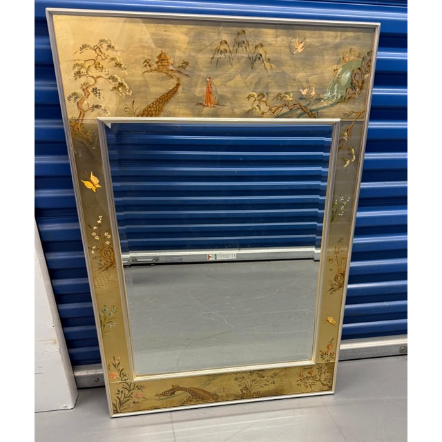 Vintage Labarge mirror. Signed and datęd on bottom right corner. The mirror is in the Chinoiserie style with gold...