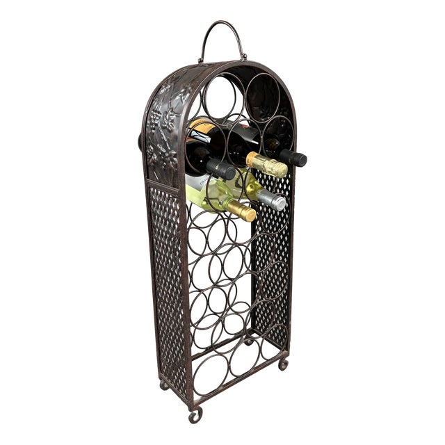 Patinated Metal Bottle Rack, 1980s For Sale