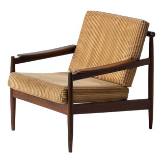 Danish Lounge Chair in Teak and Corduroy, 1960s For Sale