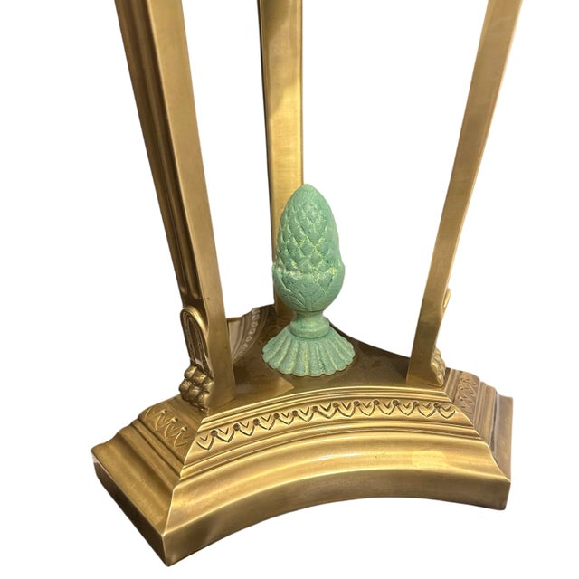 Vintage French Empire Style Mint Green and Brass Table Lamp For Sale - Image 9 of 12