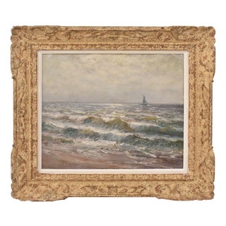 Kees Terlouw, Waves and Sailing Boat, Oil on Canvas, 20th Century, Framed For Sale