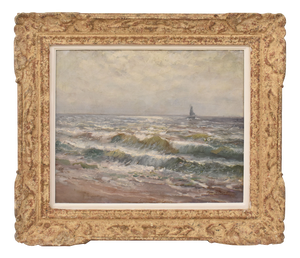 Kees Terlouw, Waves and Sailing Boat, Oil on Canvas, 20th Century, Framed