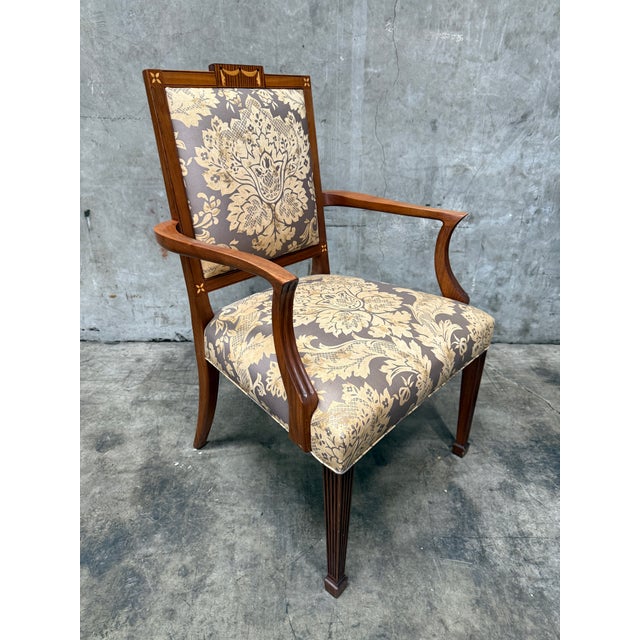 Set of 12 Custom Federal Style Mahogany Dining Chairs With Inlay by Johns Congdon (10 Side, 2 Arm) For Sale - Image 14 of 17