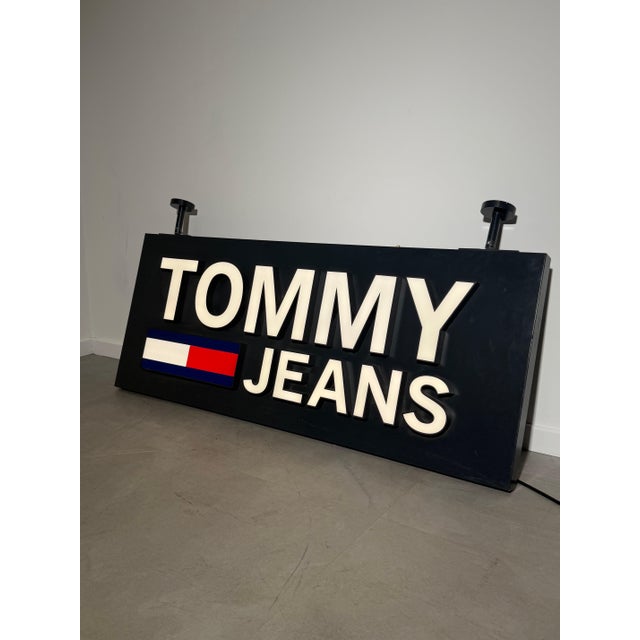 Metal Vintage Tommy Jeans Illuminated Store Sign For Sale - Image 7 of 7