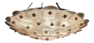 Modern Murano Glass Pink Disc Flush Mount Chandelier