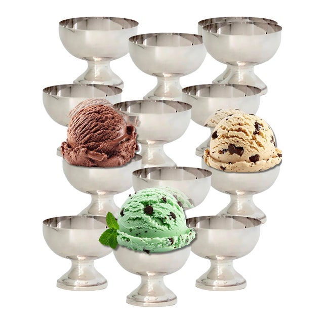 Mid 20th Century English Hotelware Silverplate Ice Cream Bowls, Set of 12 For Sale