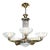 Art Deco Brass Petitot Chandelier W/ Glass Rods & Opalescent Glass Shades For Sale