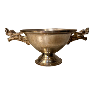 Antique European Silver Plated Pedestal Bowl With Cast Dragon Handles