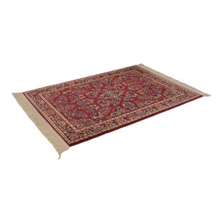 Karastan Red Field Oriental 4’3” X 6’ Wool Area Rug For Sale