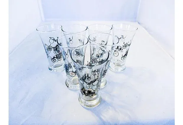 Mid-Century Auto Cordial Glasses - Set of 7 | Chairish
