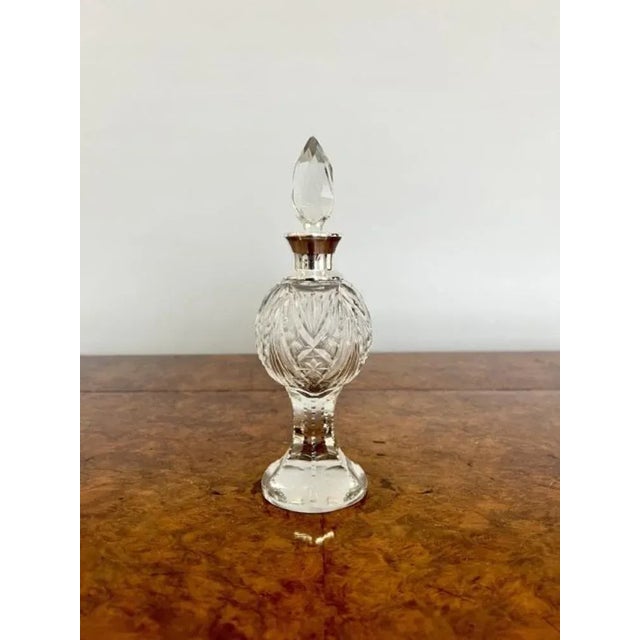 Edwardian Silver Mounted Cut Glass Bottle, 1900s For Sale - Image 4 of 6
