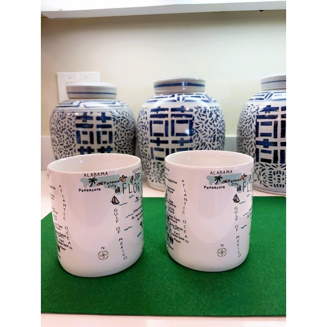 Collectible Fine China Large Florida Jumbo Map Mugs – A Pair For Sale - Image 4 of 9