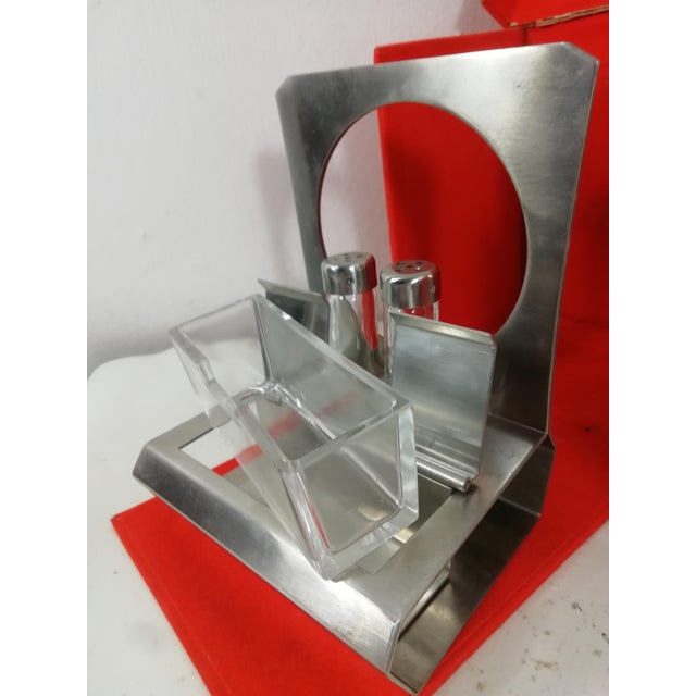 Glass Salt and Pepper Set with Cheese Bowl by Gio Ponti for F.lli Calderoni, Italy, 1950s, Set of 8 For Sale - Image 7 of 16