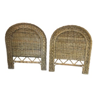 Vintage Boho Chic Rattan Twin Headboards - a Pair For Sale