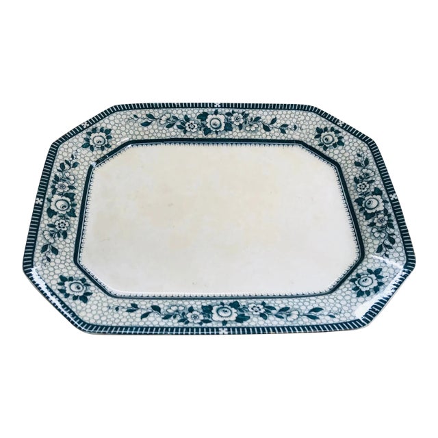 Antique Burleigh Ware Large Blue & White Platter For Sale