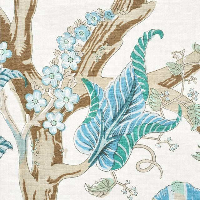 English Schumacher Indian Arbre Fabric in Peacock & Emerald Sample For Sale - Image 3 of 5