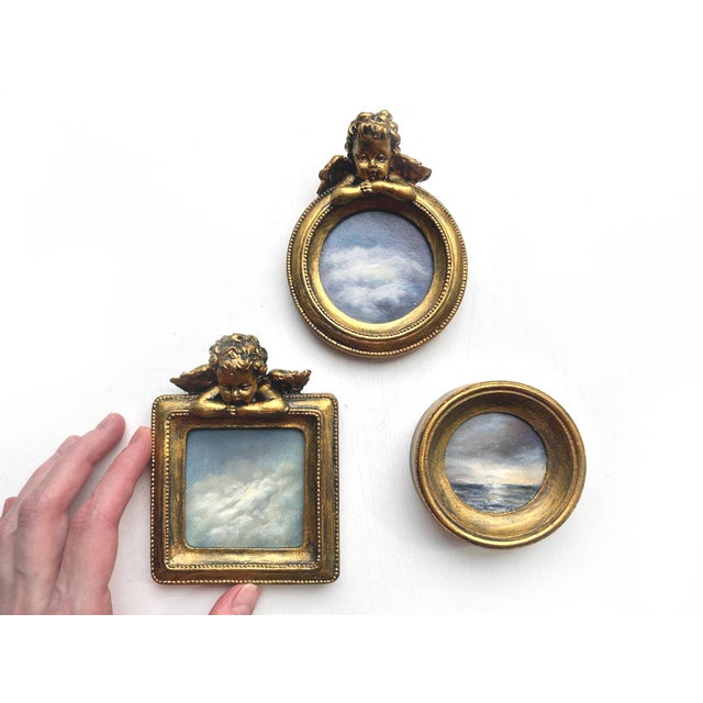 set of 3 original miniature oil paintings by artist Valeriya S. This collection, titled "heaven" Premium Materials: The...
