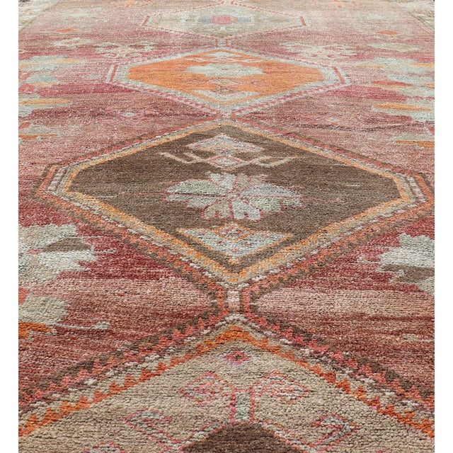 Long Rug, Vintage Turkish Gallery Rug With Tribal Design in Variegated Red 7'9 X 14'7 For Sale - Image 4 of 11