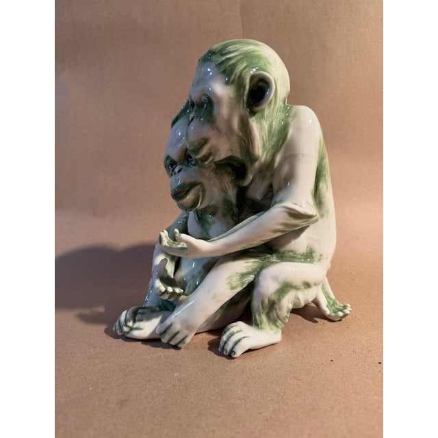 Green Mid 20th C Dresden Pair of Porcelain Monkeys For Sale - Image 8 of 8