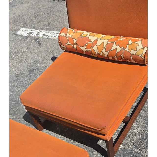 1960s Mid Century Slipper Chair and Ottoman For Sale - Image 9 of 11