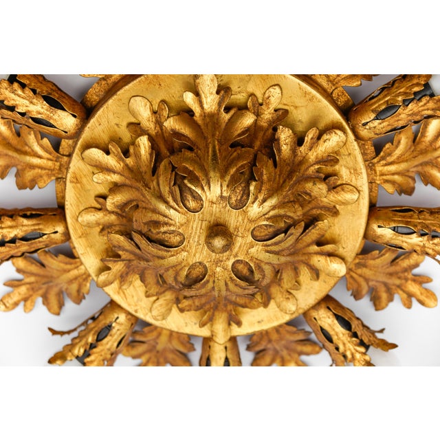 Large Vintage Florentine Leaf Ceiling Lamp by Banci Firenze, 1960s For Sale - Image 9 of 12