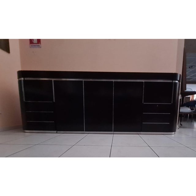 Round Sideboard in Wood and Steel, 1980s For Sale - Image 3 of 16