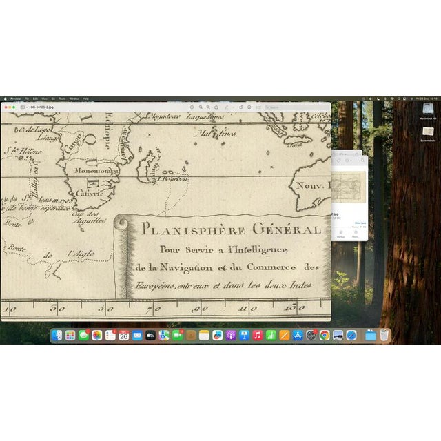 Paper General World Planisphere for Navigation and Trade by Bonne, 1780 For Sale - Image 7 of 10