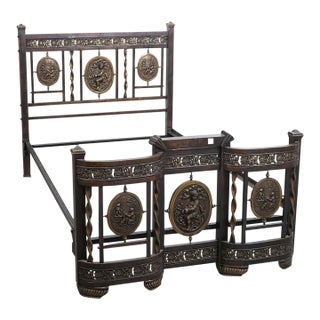 Antique French Brass & Bronze Bed, Headboard & Footboard For Sale