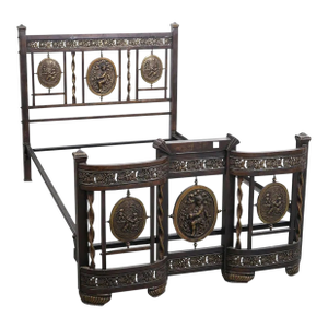 Antique French Brass & Bronze Bed, Headboard & Footboard