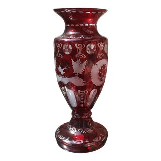 Ruby Red Crystal Vase For Sale