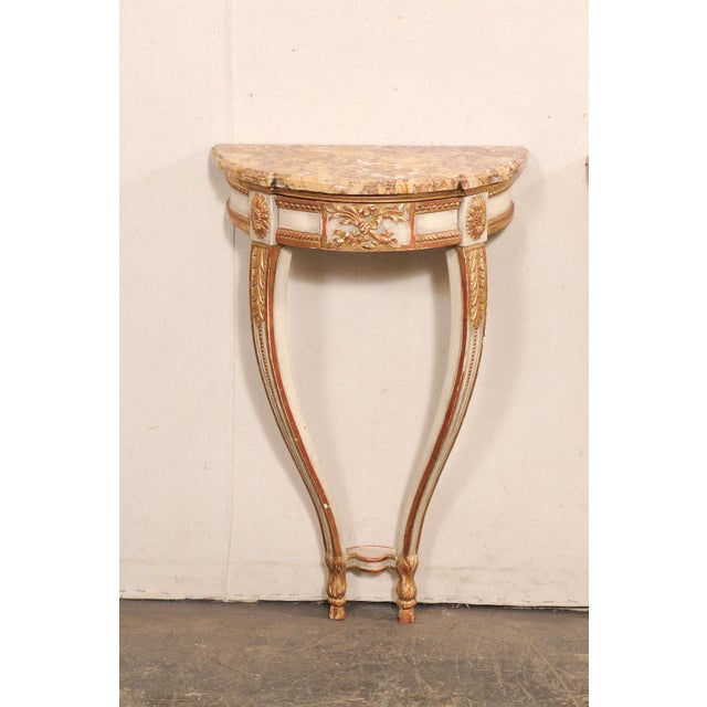 Mid 20th Century Petite Demi-Lune French Wall-Mount Consoles - A Pair For Sale - Image 11 of 11