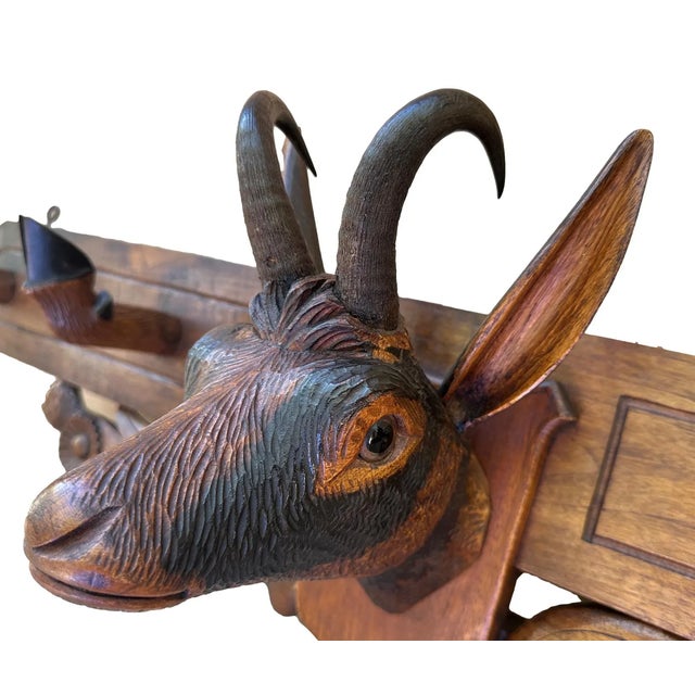 Coat Rack with Carved Chamois Head, 1900s For Sale - Image 3 of 11
