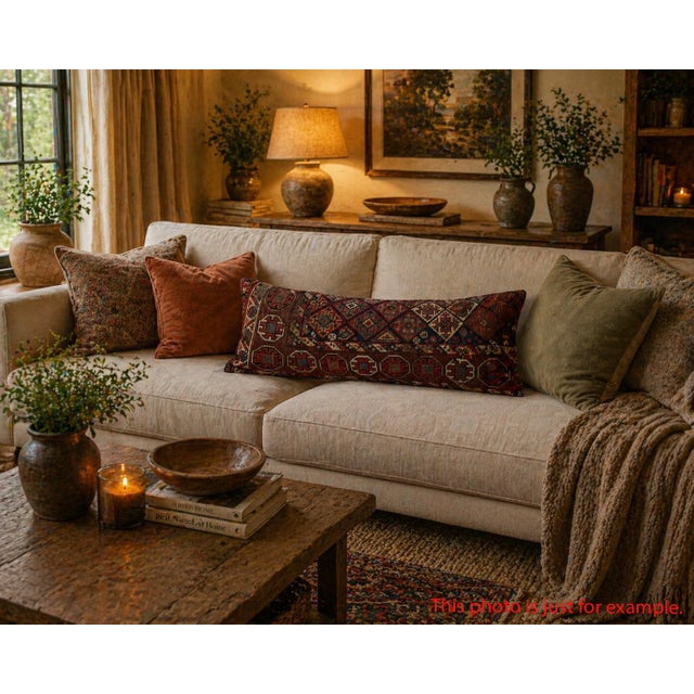Antique Ethnic Handmade Decorative Throw Pillow – Sofa & Couch Accent Cushion Case -16'' X 45'' For Sale - Image 9 of 10