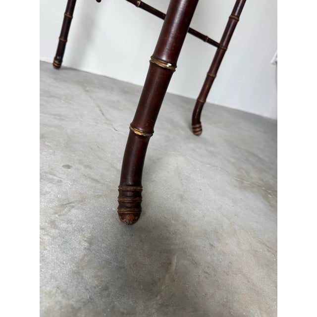 Wood Antique Aesthetic Movement Faux Bamboo Side Table With Painted Top For Sale - Image 7 of 12