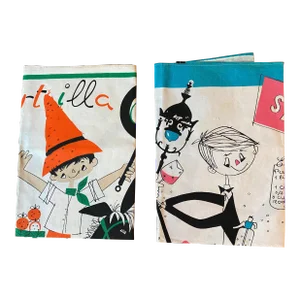 Vintage Whimisical Spanish Recipe Kitchen Towels, Set of 2
