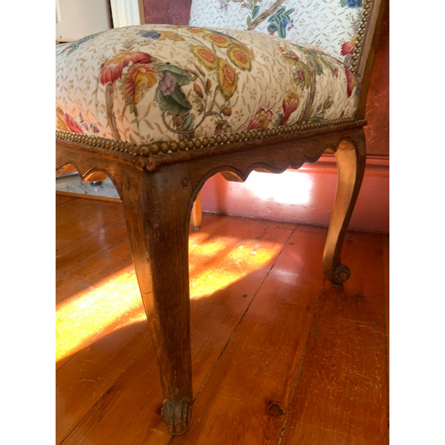 Antique Designer Fabric Upholstered Side Chairs - a Pair For Sale - Image 11 of 12