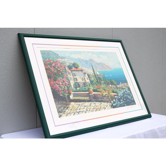 Wood 1980's Kerry Hallam Amalfi Coast Mediterranean Limited Edition Signed Serigraph For Sale - Image 7 of 18