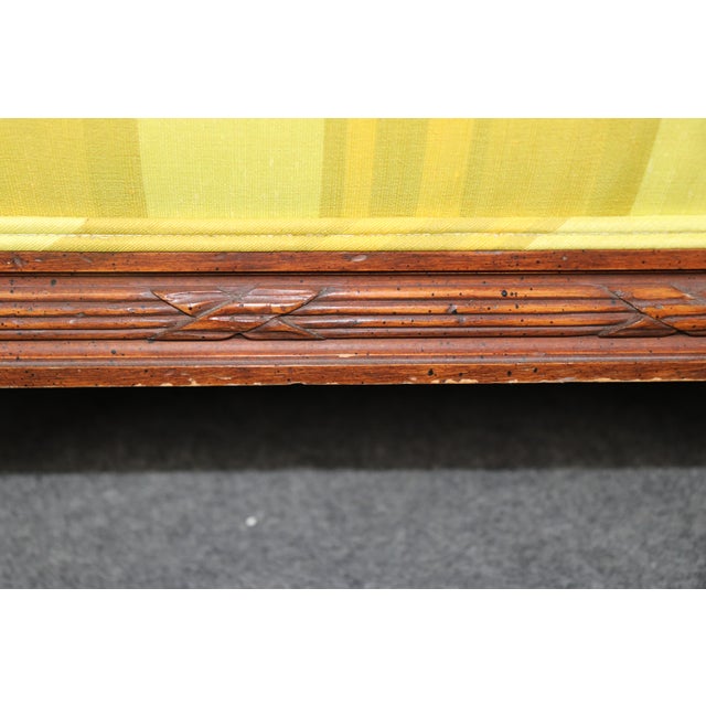 1940s French Louis XVI Style Carved Walnut Even-Arm Sofa Settee C.1940s Era For Sale - Image 5 of 10