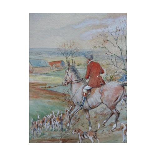 E. W. Melworth, British Hunting Sporting Impressionistic Composition, Watercolour For Sale - Image 4 of 13