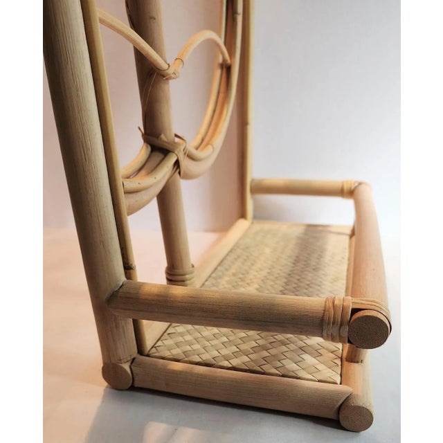 Boho Chic Natural Pencil Reed Rattan Palm Leaf Shelf For Sale - Image 3 of 4