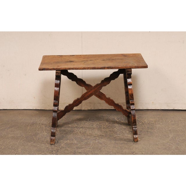 Brown 18th C. Italian Accent Table with X-Stretcher For Sale - Image 8 of 11