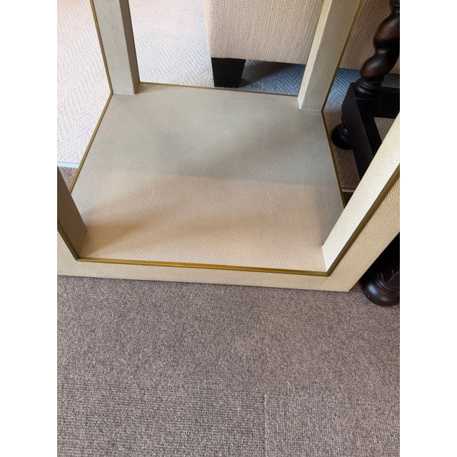 Cream Leather Covered End Tables, Set of 2 For Sale - Image 8 of 8