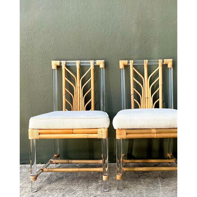 Selamat Rattan and Lucite Side Chairs - Pair For Sale - Image 10 of 12