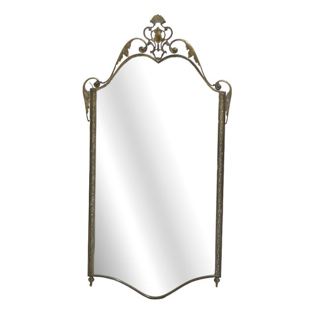 Vintage Brass Wall Mirror, Italy, 1940 For Sale
