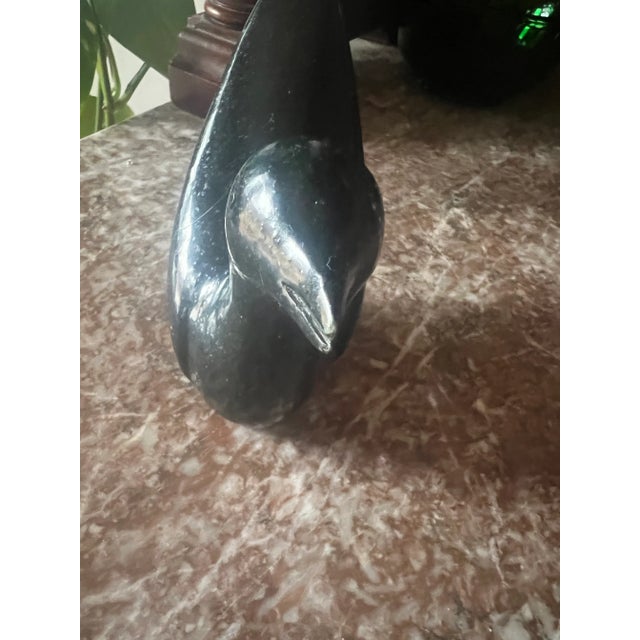 Contemporary 1980s Black Stone Modernist Bird Figurine Marked 550 For Sale - Image 3 of 4