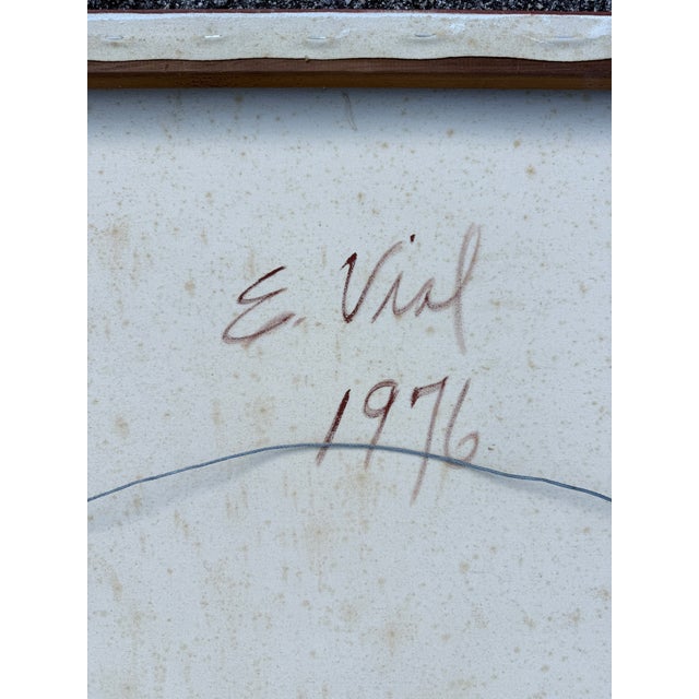 Red Large "Mosaic Flower" Acrylic on Canvas by E.Vial 1976 For Sale - Image 8 of 8