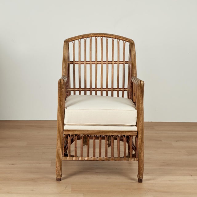Art Deco French Art Deco Rattan Pair of Armchairs For Sale - Image 3 of 16